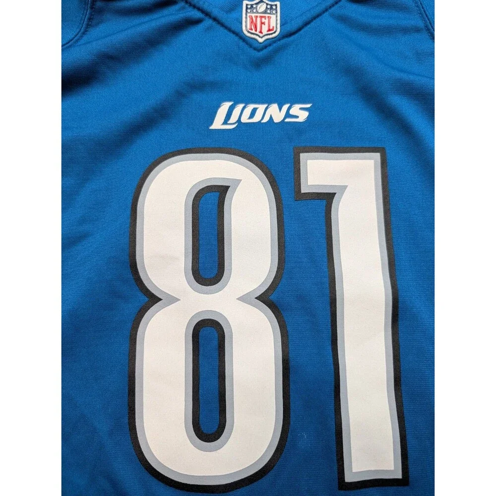 Nike On Field Detroit Lions Calvin Johnson #81 Blue Game Jersey Youth XL 18/20